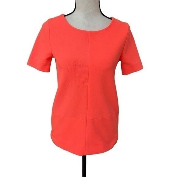 Madewell bright orange textured back zipper stretch top blouse size XS. - Picture 1 of 6